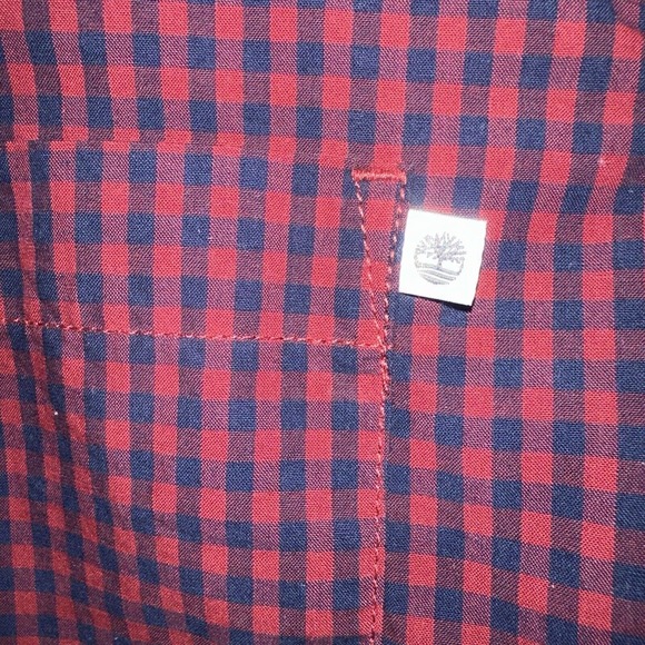 Timberland Shirt Men's XXL Check Regular Fit Long Sleeve Button Up Red White - Picture 3 of 11